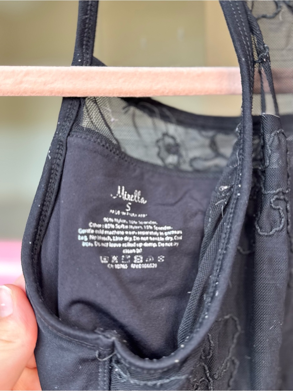 Mirella Black Lace Mesh Dance Leotard - Picture 6 of 7